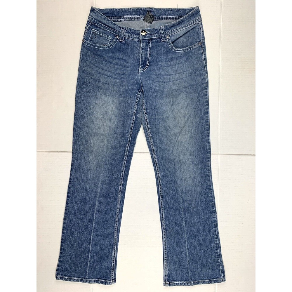 Faded Glory Pants Women 12A Blue Denim Jeans 32x29,5 Bootcut Embellished Stretch